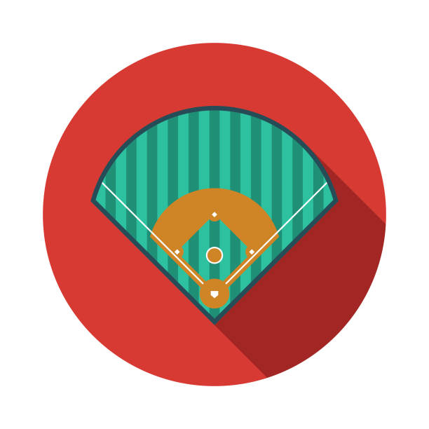 baseball diamond icon - baseball player baseball outfield stadium stock-grafiken, -clipart, -cartoons und -symbole