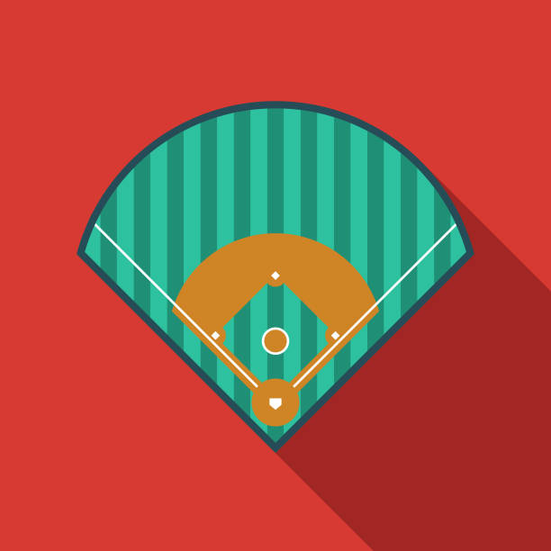 baseball diamond icon - baseball player baseball outfield stadium stock-grafiken, -clipart, -cartoons und -symbole