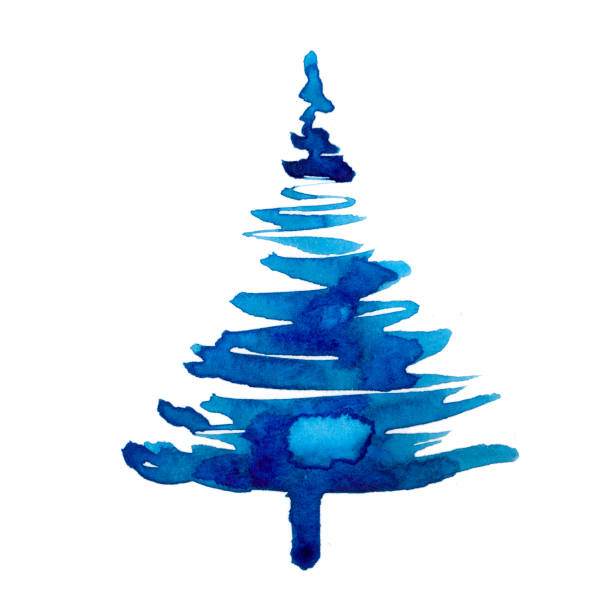 istock Watercolor winter christmas tree isolated on white background. Hand painting Illustration spruce for print, texture, wallpaper or greeting card. Blue color. Beautiful watercolour art. Pine tree 1184465545