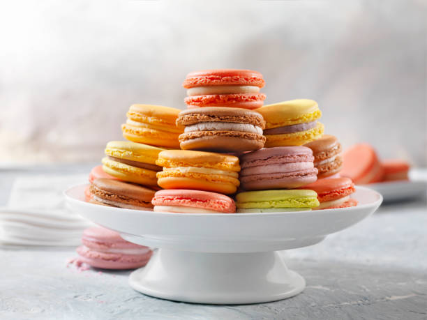 Platter of Multicolored Macaroons