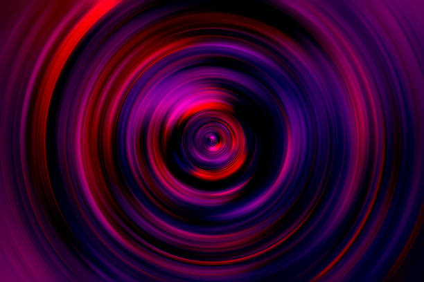 swirl spiral vortex prism neon purple circle speed laser motion pattern lente luz pintura fondo brillante disco brillante abstracto magenta vibrante rojo ultra violeta azul retro estilo espectro infrarrojo ignición textura - zoom blur fotografías e imágenes de stock