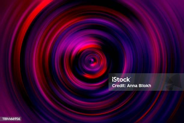 Swirl Spiral Vortex Prism Neon Purple Circle Speed Laser Motion Pattern Lens Light Painting Holographic Background Shiny Disk Abstract Magenta Vibrant Red Ultra Violet Blue Retro Style Blurred Spectrum Igniting Texture Stock Photo - Download Image Now