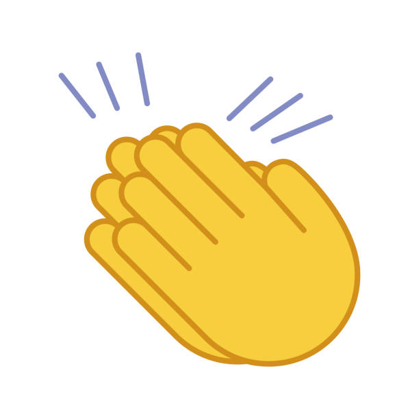 拍手手絵文字の色のアイコン - applauding cheering spectator human hand点のイラスト素材／クリップアート素材／マンガ素材／アイコン素材