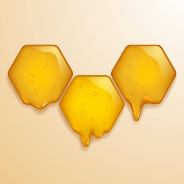 ilustrações de stock, clip art, desenhos animados e ícones de yellow liquid honeycombs with drops - activity animal bee beeswax