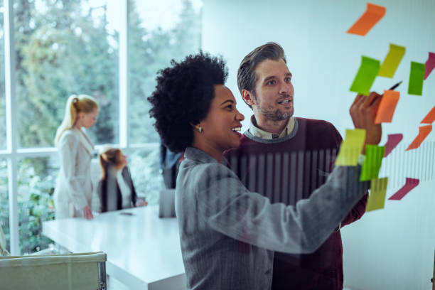 istock Generating new ideas at the brainstorm wall 1184479670