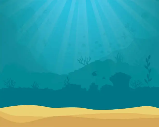 Vector illustration of vector background - underwater ocean scene