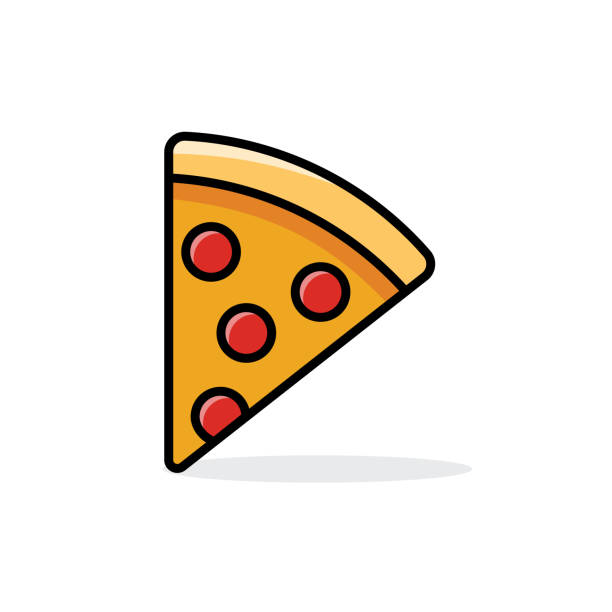 vector - slice of pepperoni pizza vector - slice of pepperoni pizza pizza slice stock illustrations