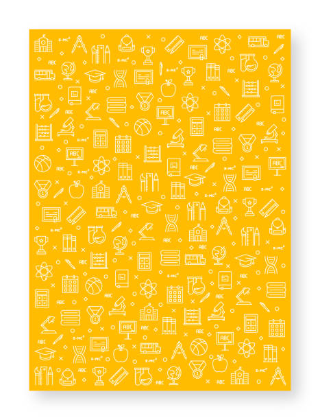 Set of School and Education Icons Vector Pattern Design Set of School and Education Icons Vector Pattern Design learning patterns stock illustrations