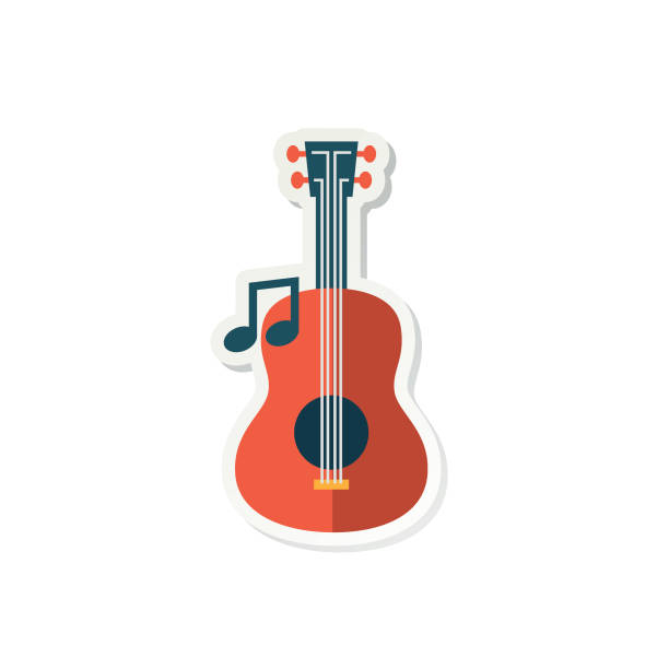 Cute Education Icon Sticker Back To School Flat Design Icon On A Sticker Base guitar symbols stock illustrations
