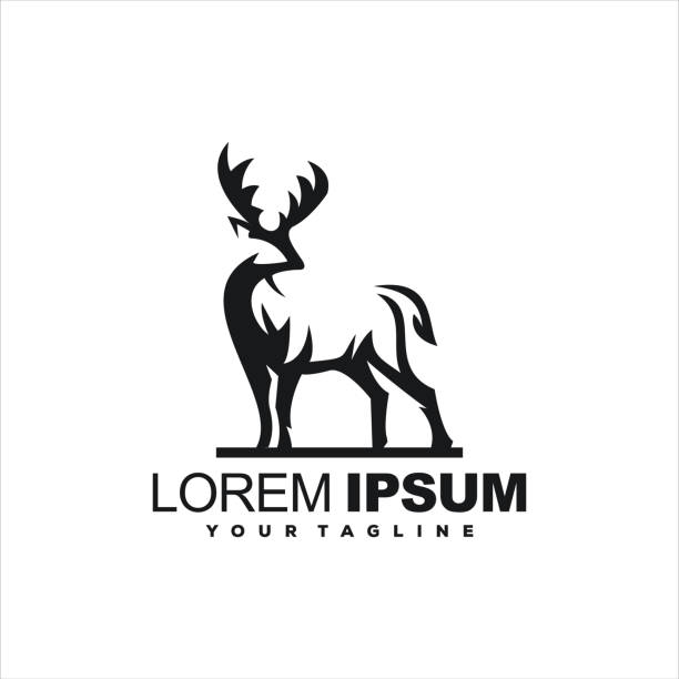 tolle stehende hirsch-logo-design - deer portrait stock-grafiken, -clipart, -cartoons und -symbole