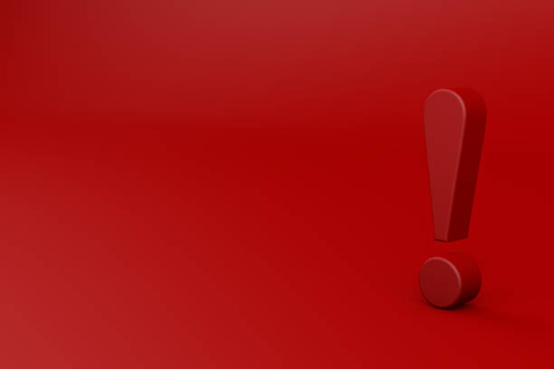 red exclamation mark on red background, banner, copy space. Caution, Security alert, Compliance, Business regulations protection,