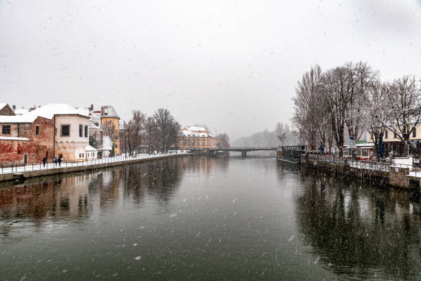 istock Landshut in winter with snowflakes and reflection 1184495961