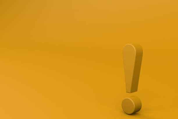 Yellow exclamation mark on yellow background, banner, copy space. Caution, Security alert, Compliance, Business regulations protection,