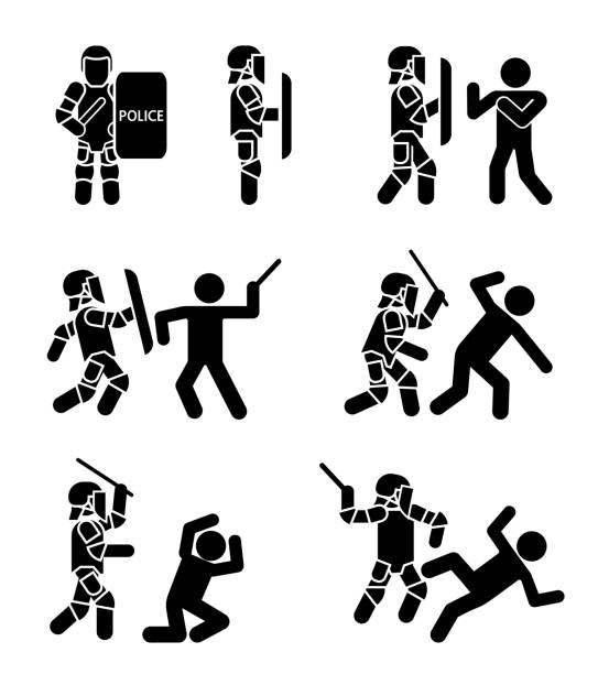 ilustrações de stock, clip art, desenhos animados e ícones de police special forces. - protest police activist hooligan