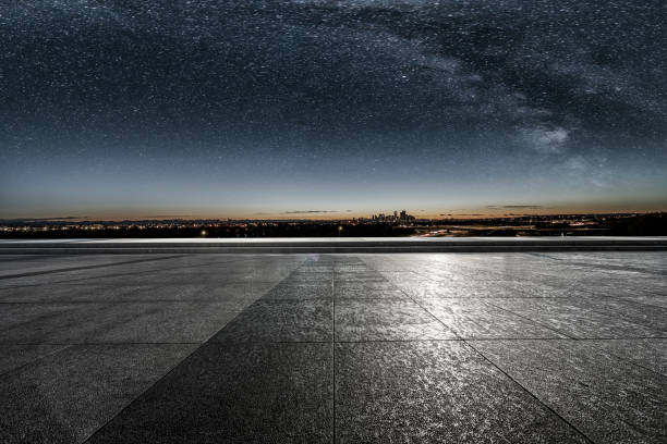istock view of Calgary cityscape at a starry night with empty square 1184507758