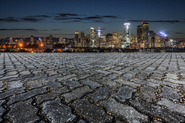 istock Empty square front of City skyline 1184508350