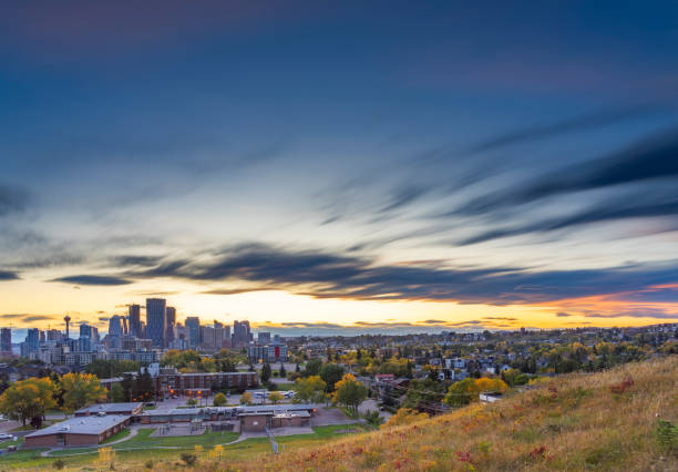 istock Canada, Calgary, Panoramic view of city at sunset in the fall 1184508564