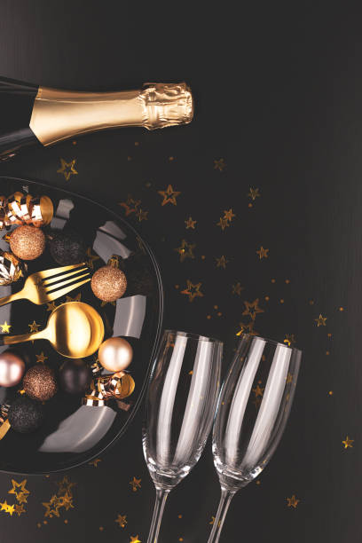 istock Christmas or New Year composition. Dinner arrangement. 1184512181
