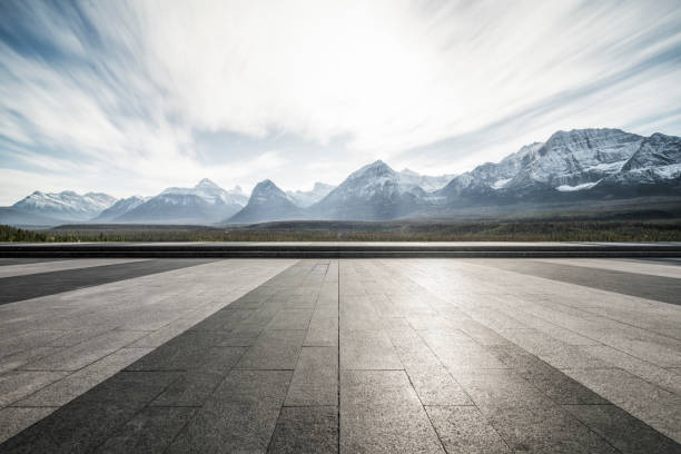 istock empty observation patio front of canadian rockies 1184512466