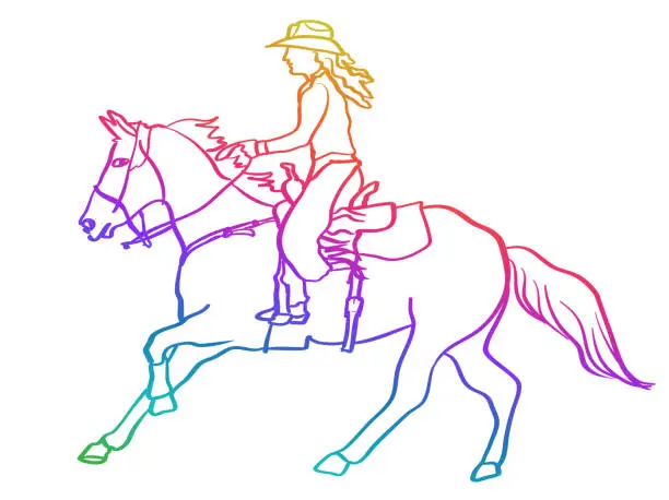 Vector illustration of Old West Cowgirl Rainbow