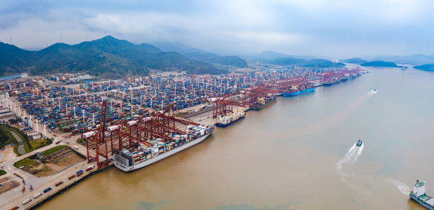 Large port ship in Asia