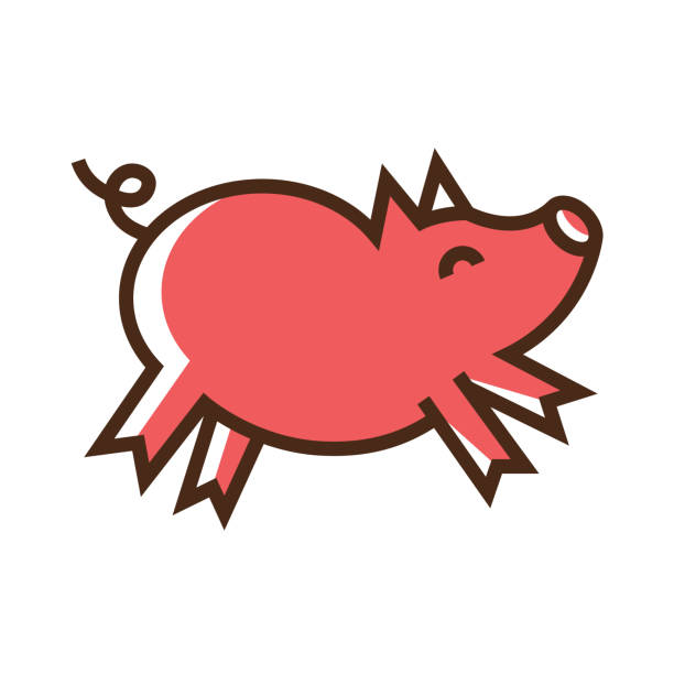 kolor ikona świni w skoku - nowt stock illustrations