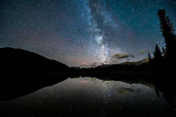 istock Night Sky and Stars Over forget-me-not pond,Alberta 1184522895