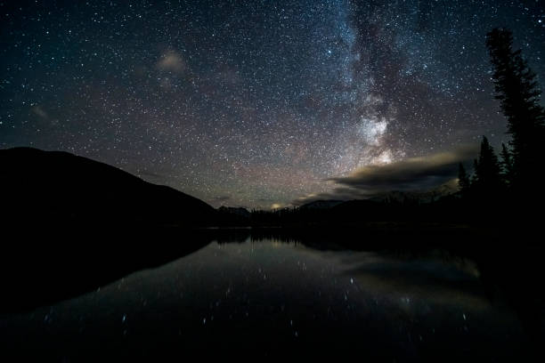 istock Night Sky and Stars Over forget-me-not pond,Alberta 1184522897