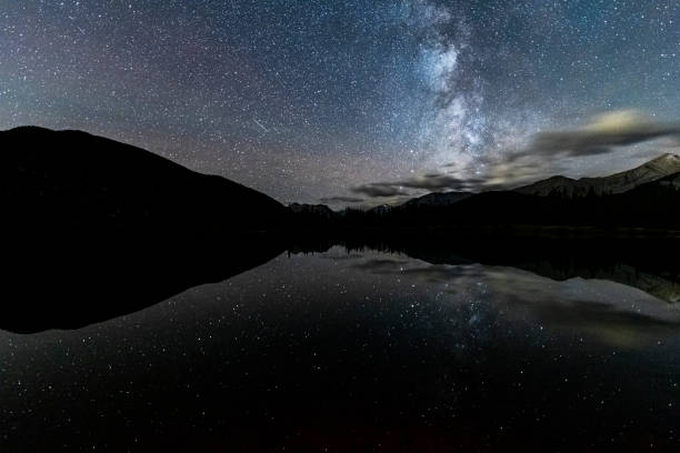 istock Night Sky and Stars Over forget-me-not pond,Alberta 1184523990