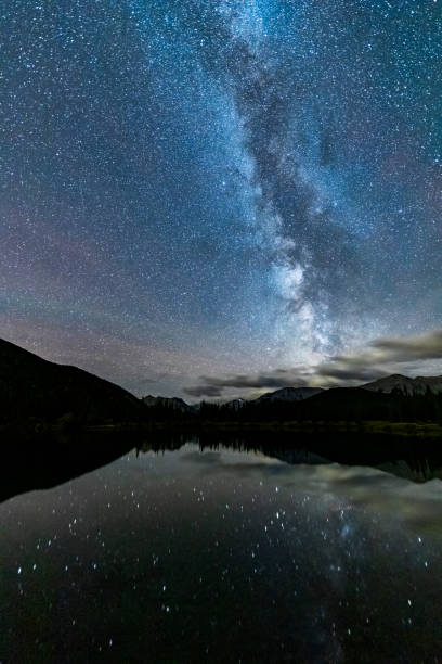 istock Night Sky and Stars Over forget-me-not pond,Alberta 1184525169