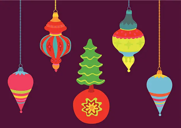 Vector illustration of Colored Christmas Ornaments