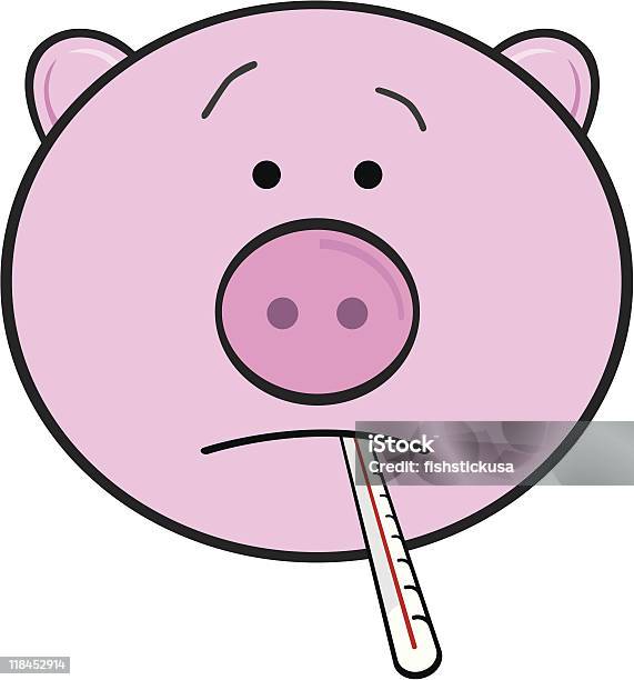 Schwein Mit Thermometer Stock Vektor Art und mehr Bilder von Angst - Angst, Croup, Den Mund verziehen