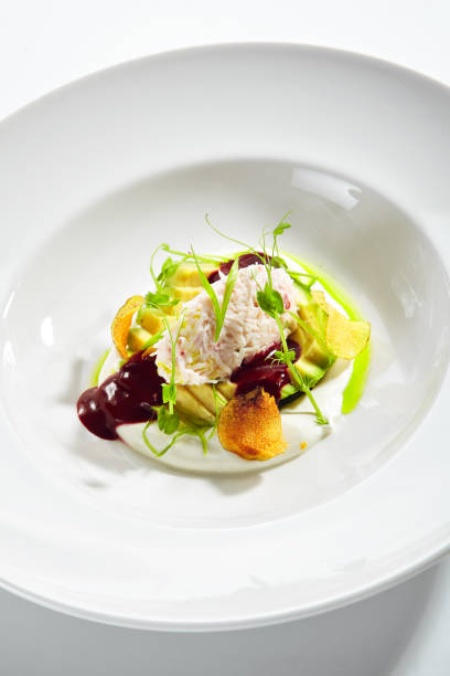 istock Exquisite Serving Avocado Salad with Truffle and Crab 1184529739