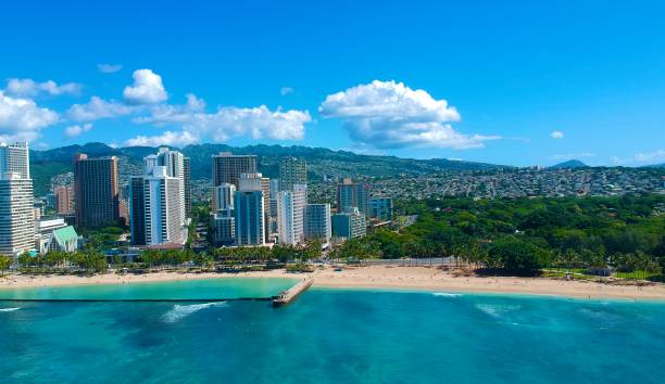 istock Panoramic aerial view of Waikiki Beach 1184532734