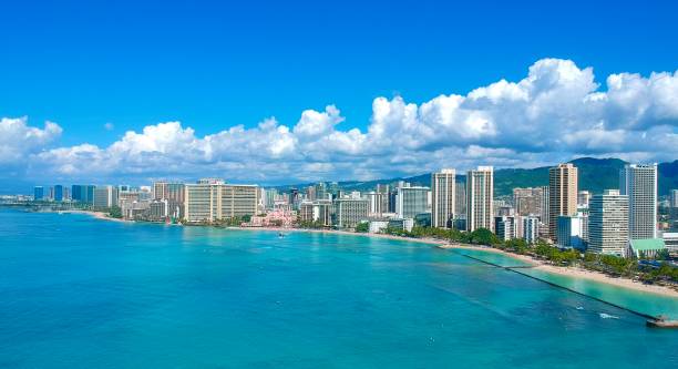 istock Panoramic aerial view of Waikiki Beach 1184532846