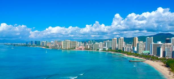 istock Panoramic aerial view of Waikiki Beach 1184532885
