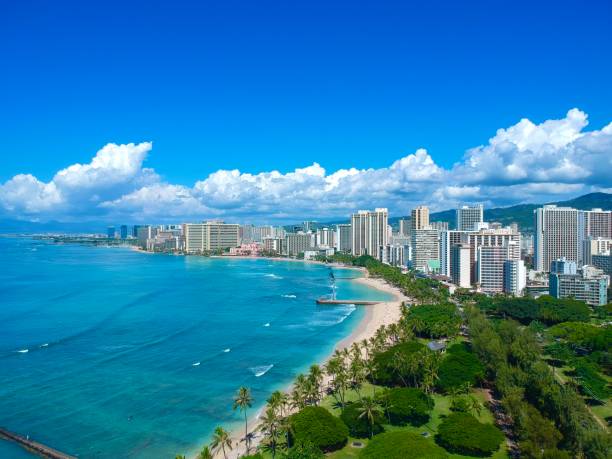 istock Panoramic aerial view of Waikiki Beach 1184532949
