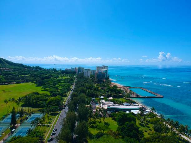istock Panoramic aerial view of Waikiki Beach 1184532980
