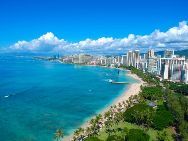 istock Panoramic aerial view of Waikiki Beach 1184532999