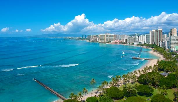 istock Panoramic aerial view of Waikiki Beach 1184533049
