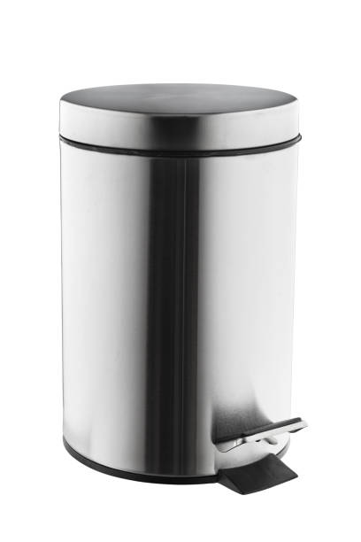istock Metal trash can isolated on white background 1184537703