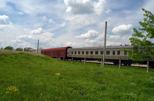 istock Wagons for solid-fuel rockets with climate control and support. The appearance of ordinary passenger cars and refrigerators. 1184540629