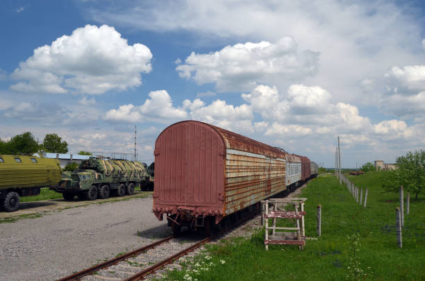 istock Wagons for solid-fuel rockets with climate control and support. The appearance of ordinary passenger cars and refrigerators. 1184540702