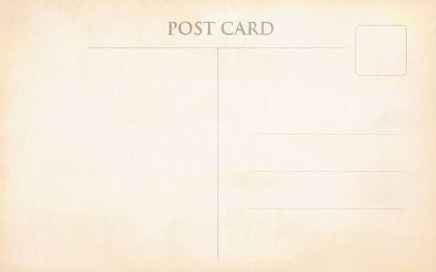 Old blank beige colored faded vintage postcard vector illustration Old blank vintage postcard vector illustration in light brown shade, faded and discoloured. It has text, Post Card written over it in capital letters, has a square with rounded corners to fix stamp and line markings to write address. postcard stock illustrations