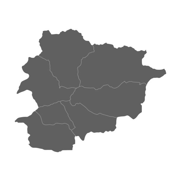Vector illustration of grey Andorra map. Vector map. Vector illustration of grey Andorra map. Vector map. andorra map stock illustrations