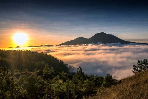 morning glory from Kintamani Bali, ABANG mountain and BATUR lake are the viewpoints