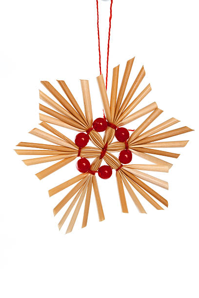 istock Straw christmas ornament, handmade, on white background 118455612
