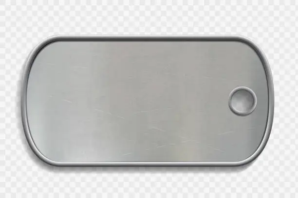 Vector illustration of Blank Metal dog tag isolated on a transparent background