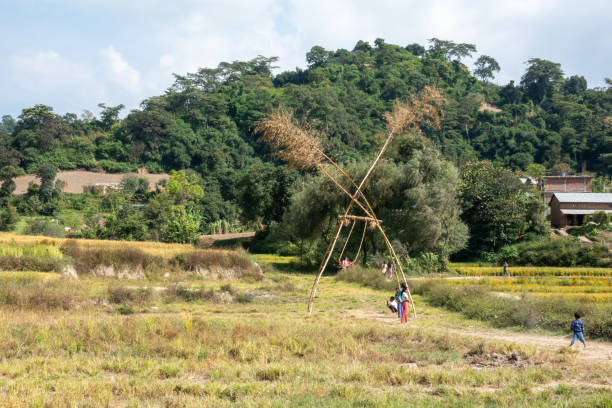 A bamboo swing that is constructed every Diwali Festival in Nepal.