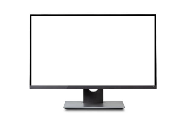 istock Computer monitor white screen, isolated on white background. 1184561435
